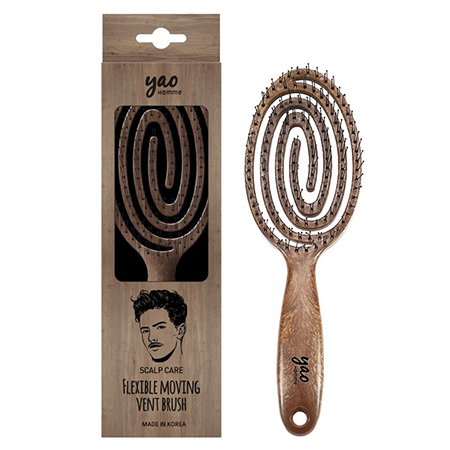 Scalp Care Moving Brush Wooden Texture