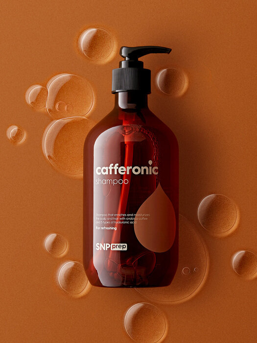 SNP PREP Cafferonic Shampoo 500ml ยาสระผมสารสกัดจากเมล็ดกาแฟและไฮยาลูโรนิคทั้ง 5 ชนิด แก้ปัญหาผมแห้งเสีย ลดการขาดหลุดร่วงของเส้นผม