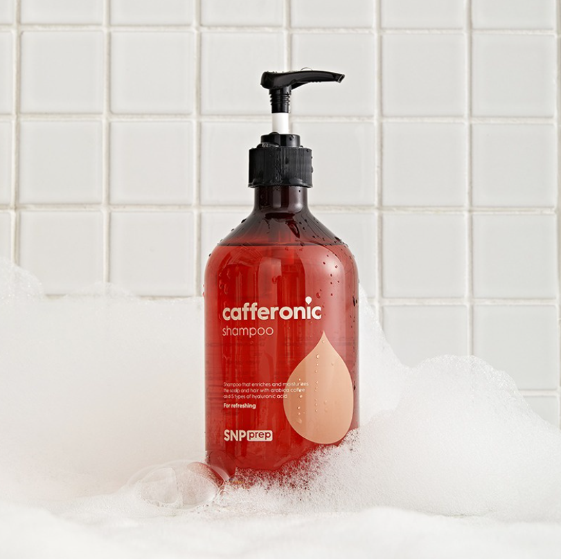 SNP PREP Cafferonic Shampoo 500ml ยาสระผมสารสกัดจากเมล็ดกาแฟและไฮยาลูโรนิคทั้ง 5 ชนิด แก้ปัญหาผมแห้งเสีย ลดการขาดหลุดร่วงของเส้นผม